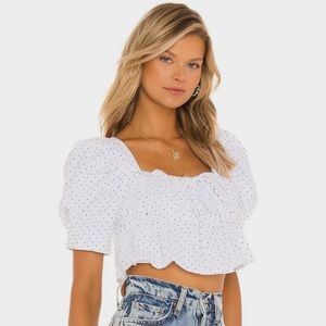 Puff Sleeve Floral Detail Top from Revolve